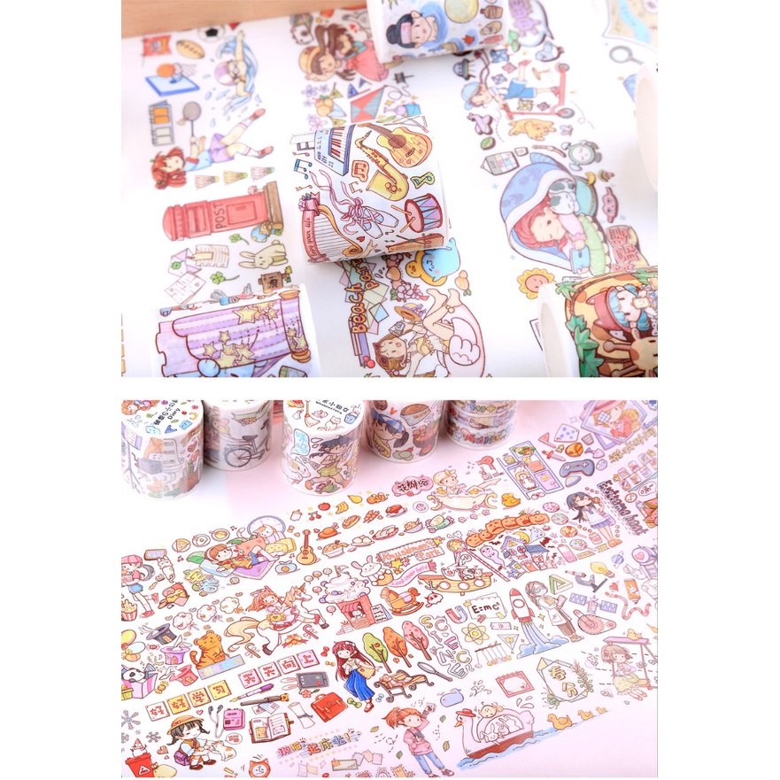 Washitape Masking Tape Selotip Kertas Motif Momo Karakter Kartun Lucu Model Korea Jepang Aesthetic Untuk Hias buku Journal Diary Harian Memo Scraping Book HP Tempat Pensil ATK  @banyak