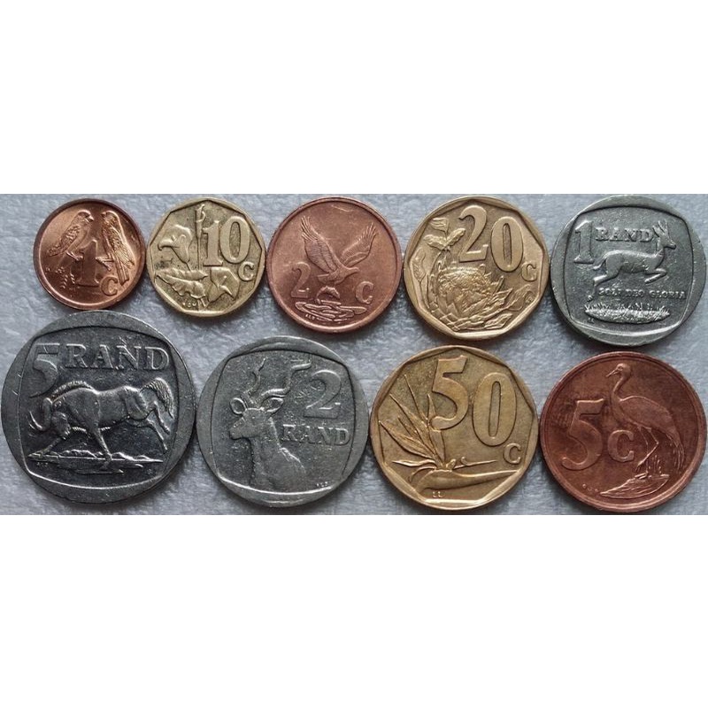 Afrika koin 1 cent 10 cent 20 cent 1 rand 2 rand south Africa