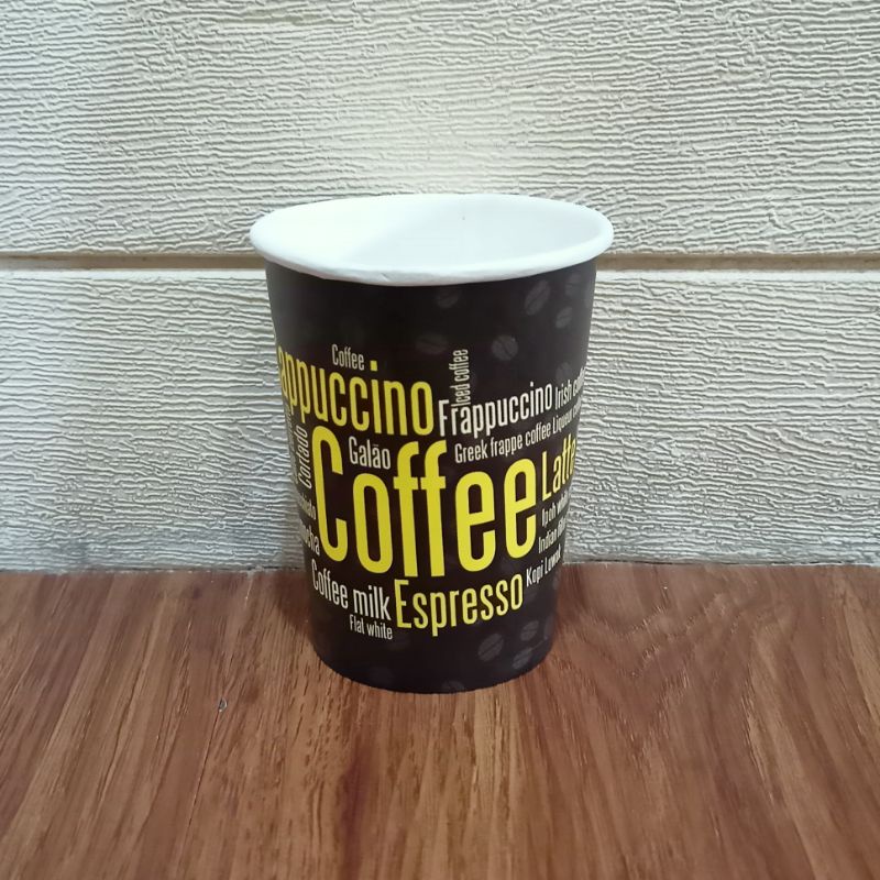 HOT PAPER CUP 9 OZ (220 ML) TANPA TUTUP ISI 50 GELAS BLACK AND YELLOW SET