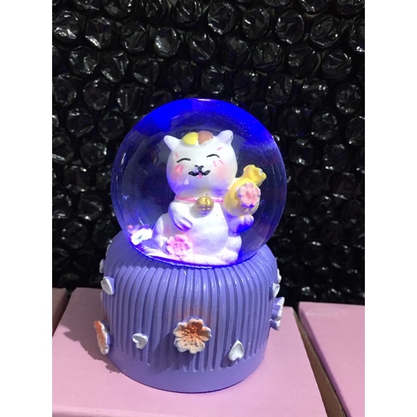 bola kristal salju lampu snowball  kado dgn karakter cat kucing so sweet cute