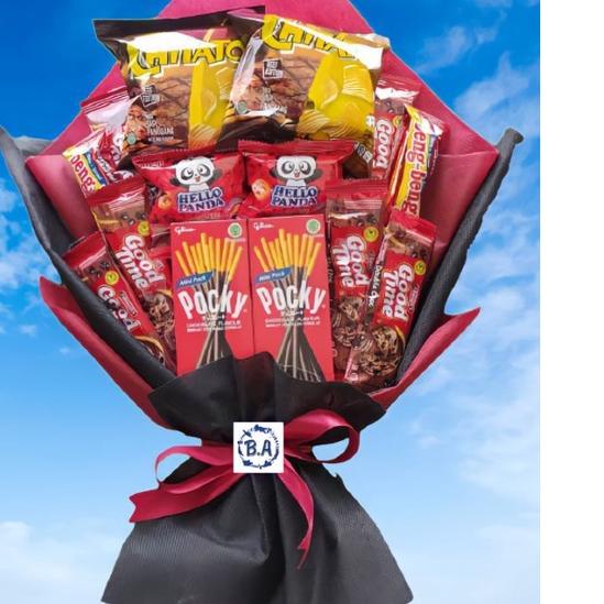 

6.6 Brands Festival (S) BUKET MERAH HITAM PREMIUM POCKY/Anniversary/bingkisan Snack Ulang Tahun/Ultah/Wisuda
