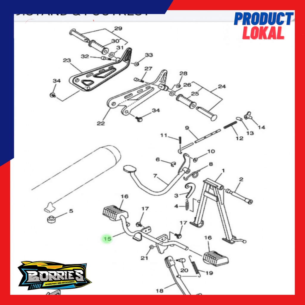 Besi Barstep Footstep Depan RX KING RXS RXK 2006 kebawah Lokal Hitam