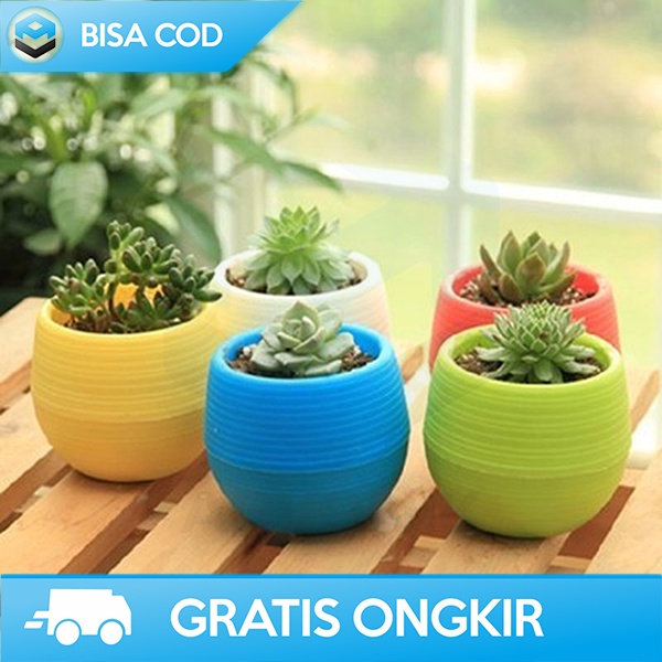POT BUNGA MINI BAHAN PLASTIK VAS BUNGA TANAMAN HIAS DESAIN MINIMALIS