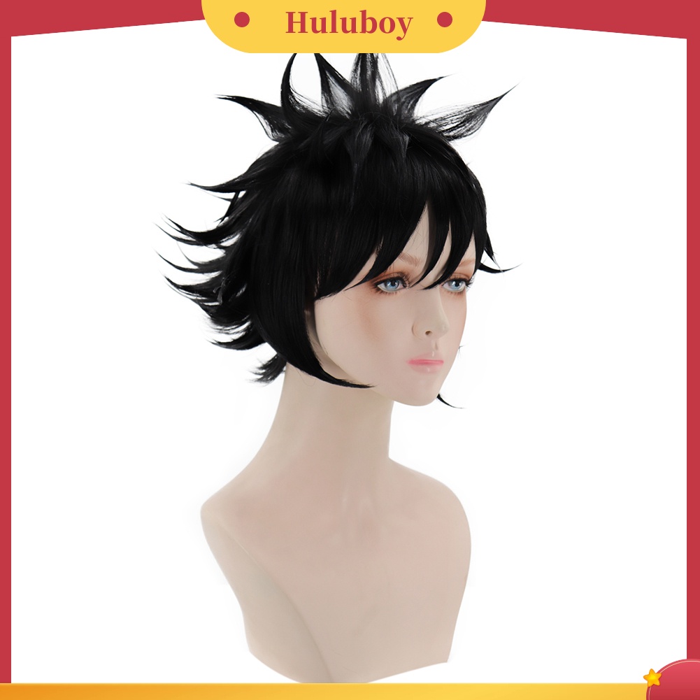 Wig Cosplay Model Pendek Bahan Serat Suhu Tinggi Warna Hitam Untuk Pria Dan Wanita