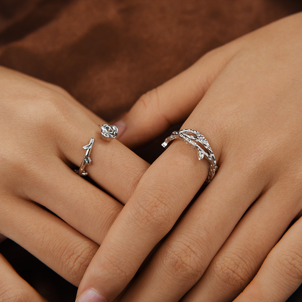 Cincin Jari Cincin Cinta Mawar Cincin Halus Sederhana Wanita Cincin Pesta Terbuka Yang Dapat Disesuaikan Pria Cincin Pasangan Hadiah Yang Indah Perhiasan Fashion Wanita Elegan Halus Tipis