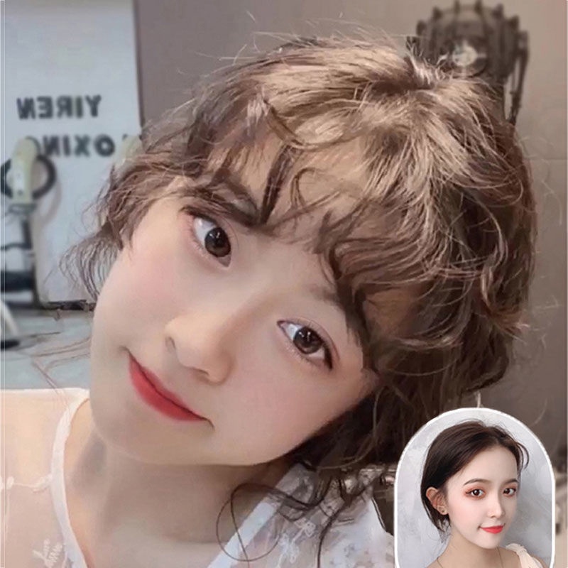 [super_aotuo3]1pc Curly Air Bangs Wig Wanita Perempuan Berbulu Wig Sopak Ekstensi Aksesoris Rambut