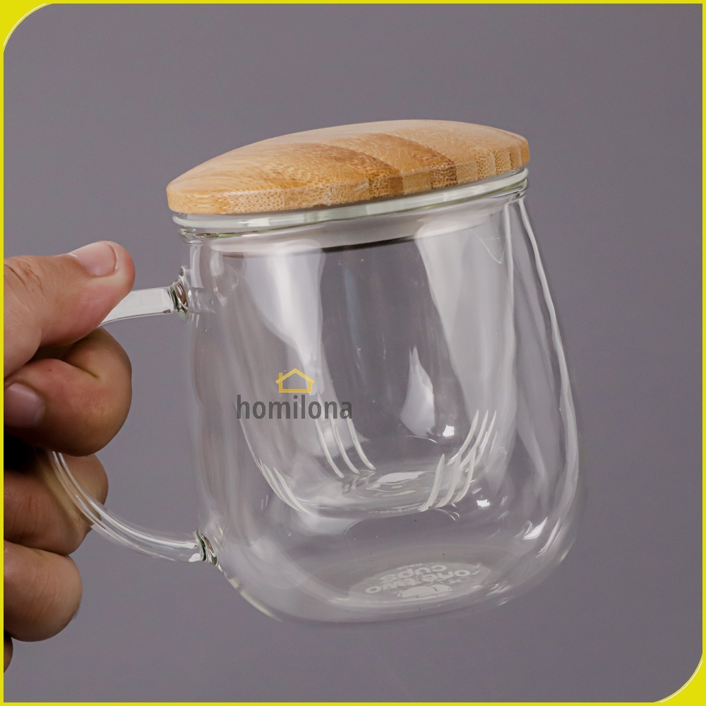 One Two Cups Gelas Cangkir Teh Tea Cup Mug 320ml 420ml with Infuser Filter C225 Transparent