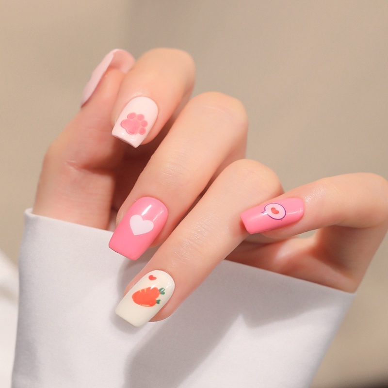 3d Nail Art Decal Lucu Kartun Beruang Kelinci Stiker Kuku DIY Alat Kuku Trim Slider Pola Bunga Manis Stiker Dekorasi Kuku