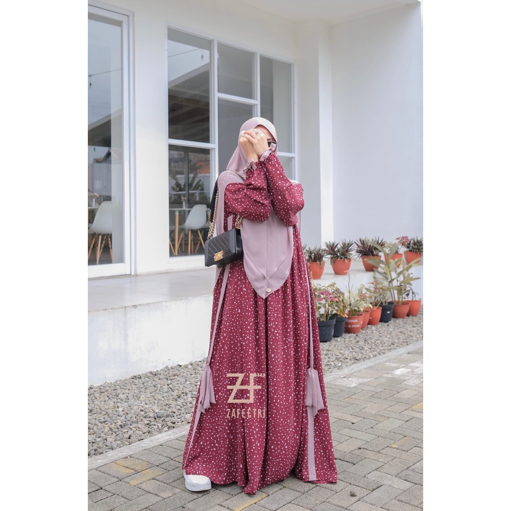 ABAYA SET BURGUNDY SNOW BY ZAFEETRI