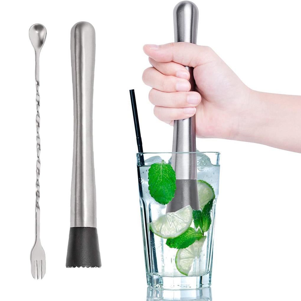 Tongkat Pengaduk Pencampur Anggur Stainless Steel Handheld Restoran Kedai Kopi Minuman Es Crushing Stirrers Aksesoris
