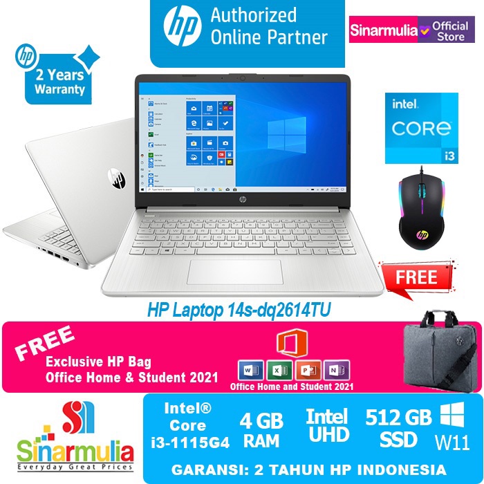 Jual Laptop Hp 14s Dq2614tu I3 1115g4 512gb Ssd 4gb Intel Uhd Winohs Ori Shopee Indonesia 5445