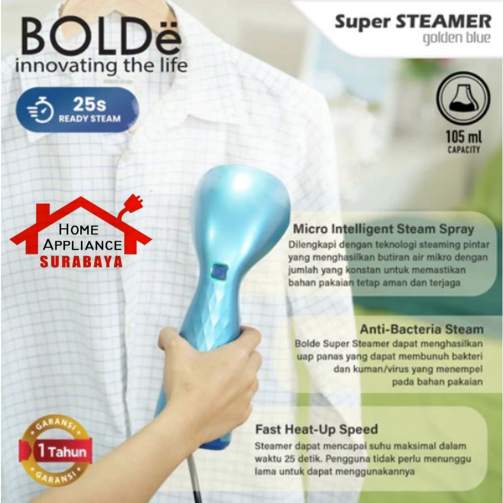 BOLDe Setrika Uap Listrik Super Steamer Golden Blue