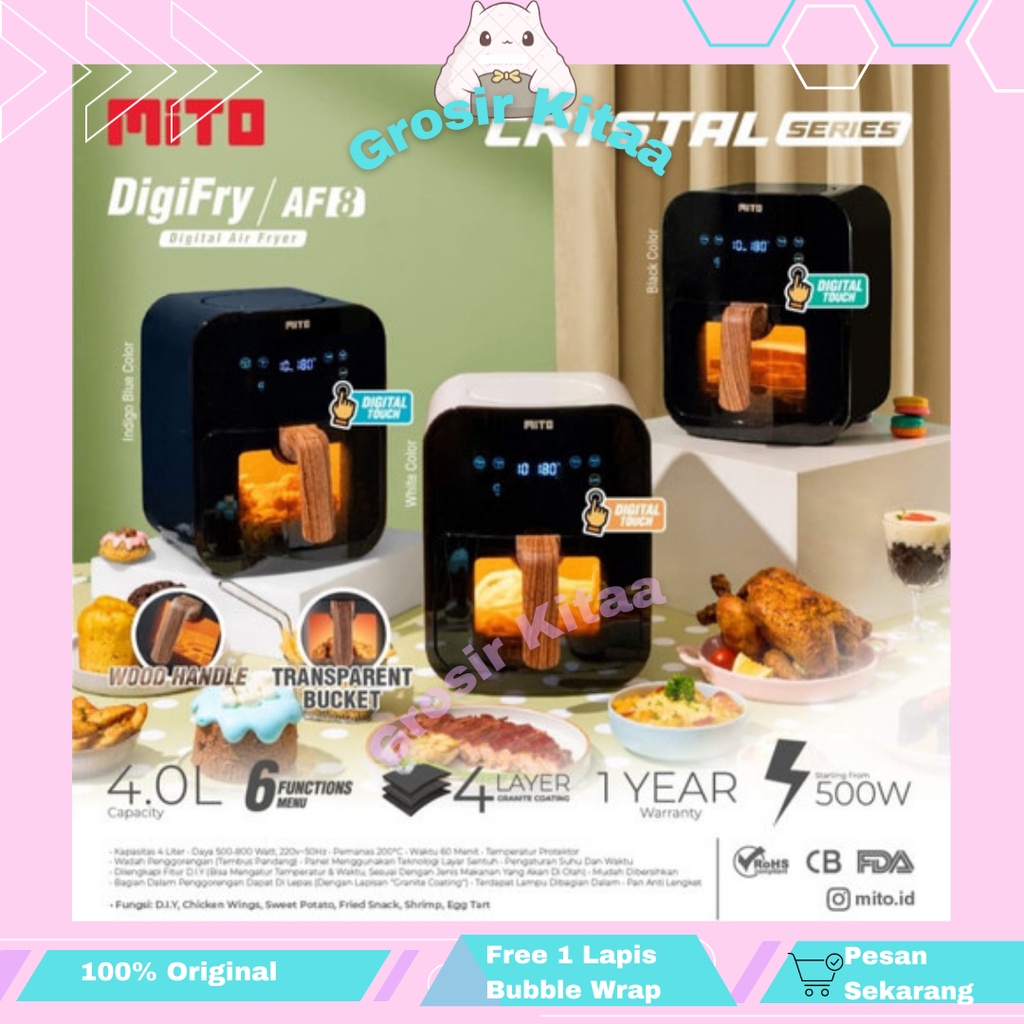 MITO Airfryer Crystal Series AF8 / AF 8 4 Liter 500W Low Watt