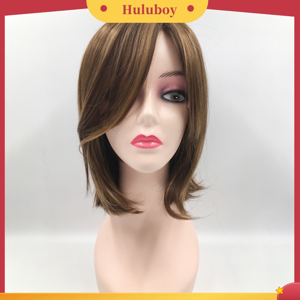 Wig Rambut Sintetis Model Panjang Sebahu Warna Campur Untuk Wanita