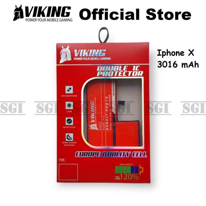 Baterai VIKING Double Power Original Apple Iphone X Batre Batrai Ori