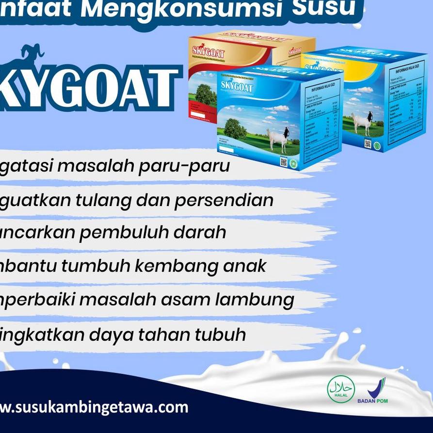 

YU7✽ Skygoat Susu Kambing Etawa Murni Full Cream isi 10 sachet Sky goat Etawaku Platinum Super ( Rasa Coklat Original Propolis ) Bagus Dipakai