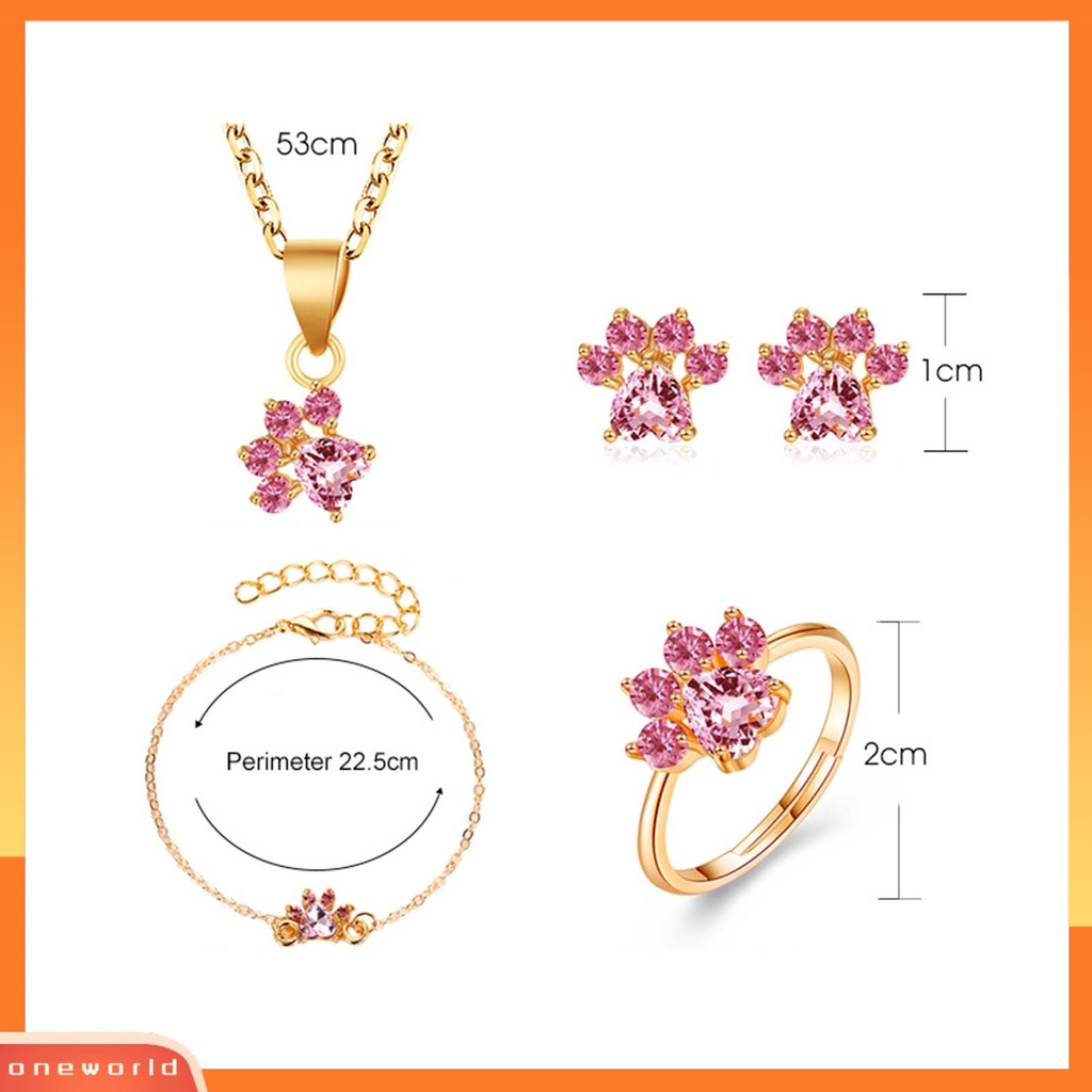 [WONE] 1set Anting Stud Pengerjaan Indah Anti-Alergi Alloy Hias Anting Kalung Gelang Cincin Untuk Pesta