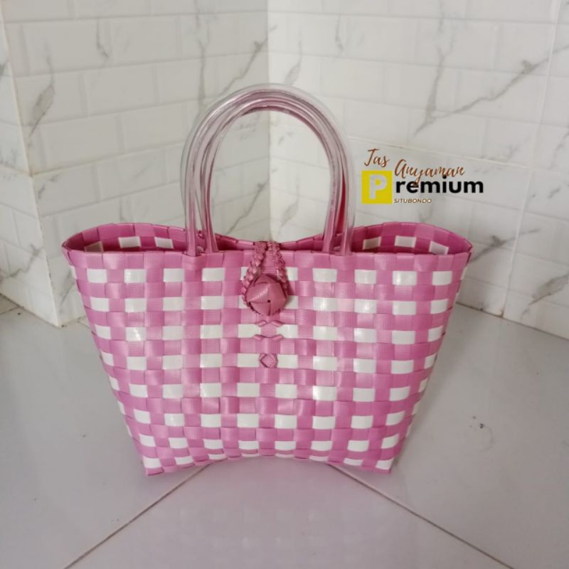 (T16) Polka 23x14x23cm Tas Anyaman Premium Situbondo/tas souvenir/hampers