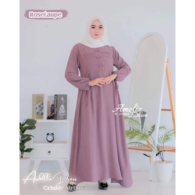 GAMIS ARDILLA CRINGKLE TERBARU ORI AMELIA FASHION DRESS WANITA MODERN KEKINIAN