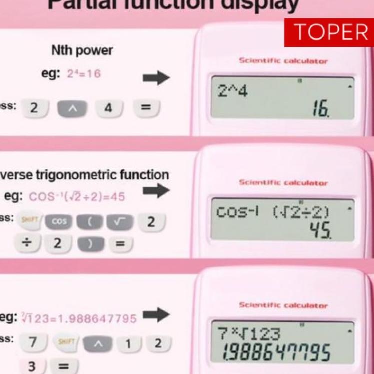 

NBM-74 TOPER Kalkulator Scientific Calculator Sin Cos Tan Function Aesthetic Estetik Trend