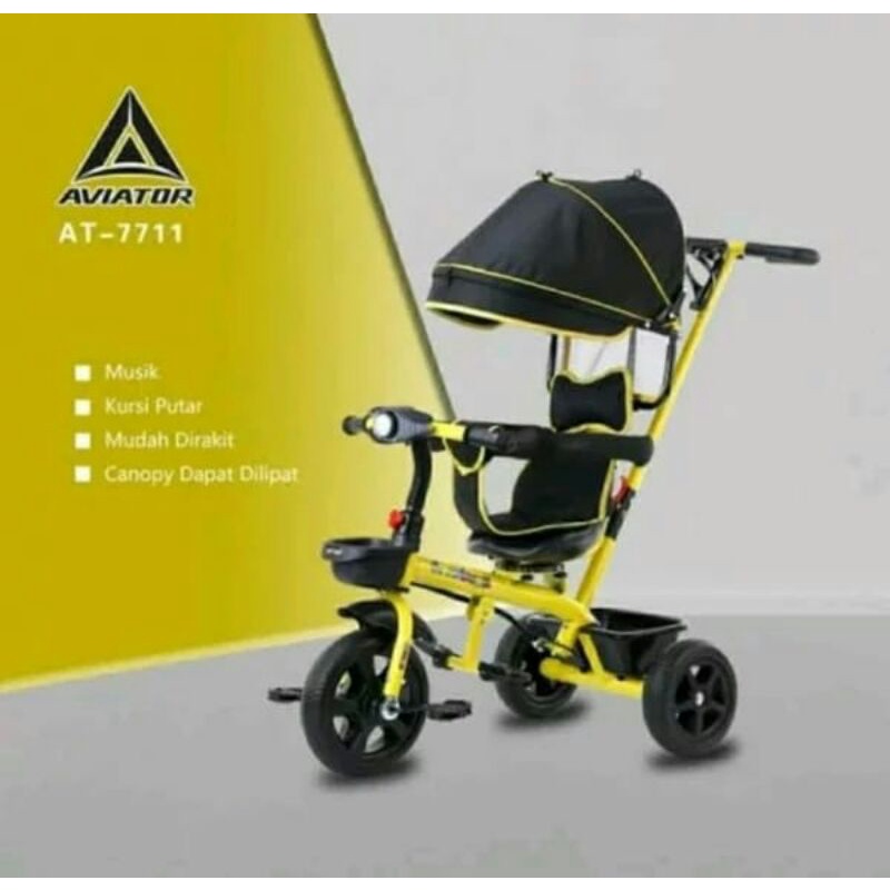Termurah Sepeda Anak Roda Tiga 3 Tricycle Pacific Aviator AT 7711 Dorong Pegangan Stir  Music Musik 