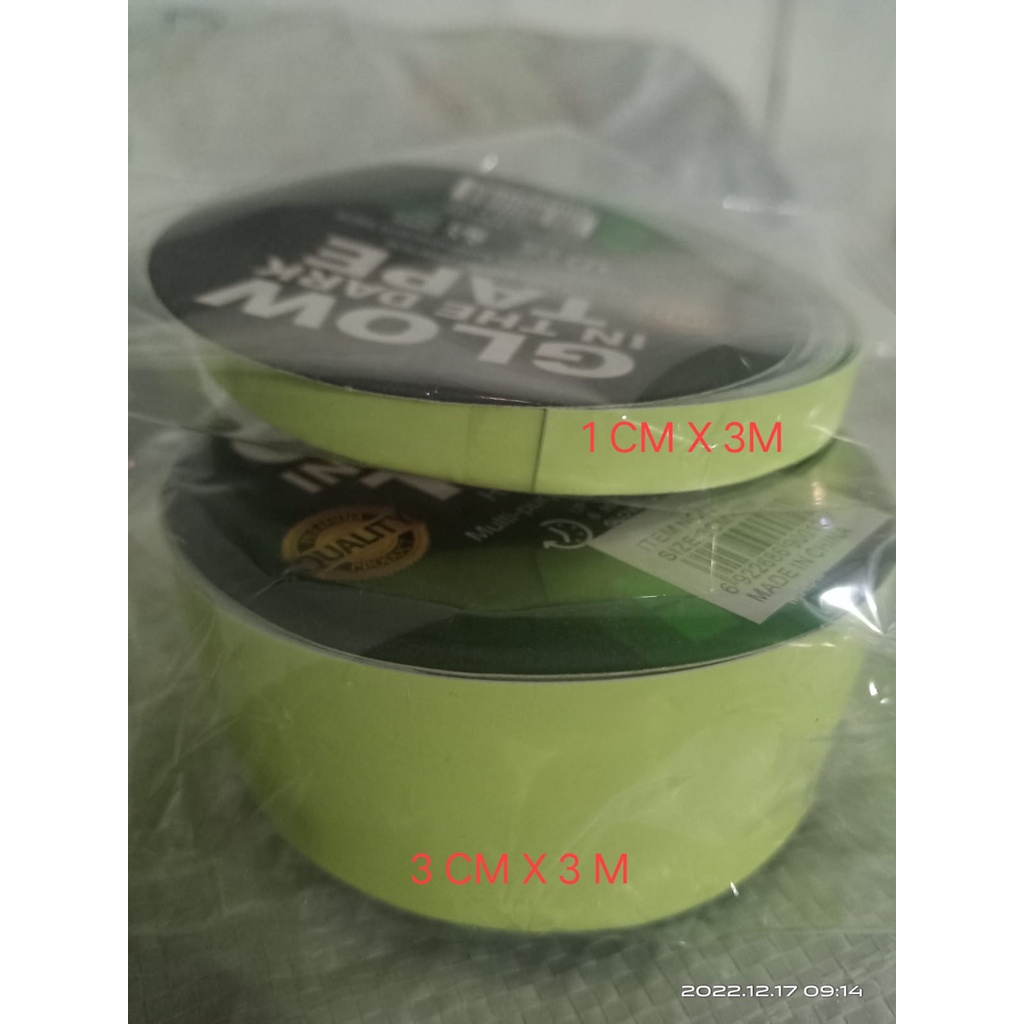 LAKBAN GLOW /STICKER GLOW IN THE DARK HIJAU TAPE KEREN ukuran1cm/3M , 3cm/3M /LUMINOS TAPE STICKER GLOIN THE W DARK