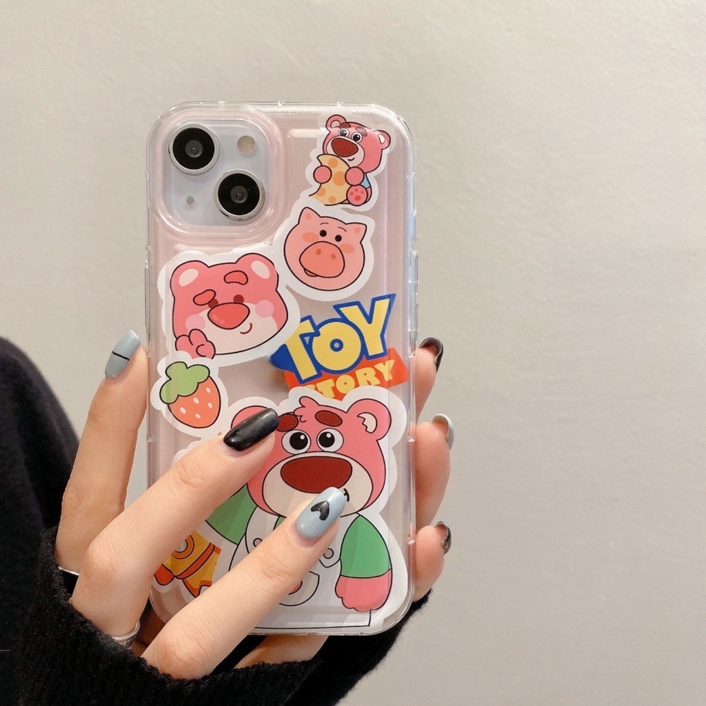 IPHONE Casing Ponsel Motif Kartun Strawberry Mini Hewan Kompatibel Dengan Iphone12 13 14 11 Pro Max X Xs Max Xr