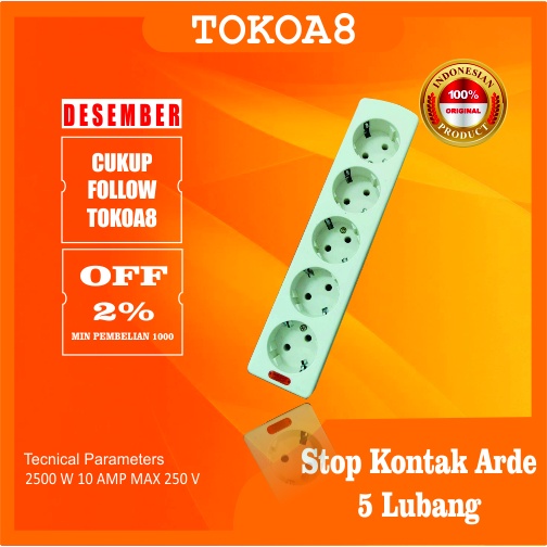 Stop Kontak Arde 5 Lubang