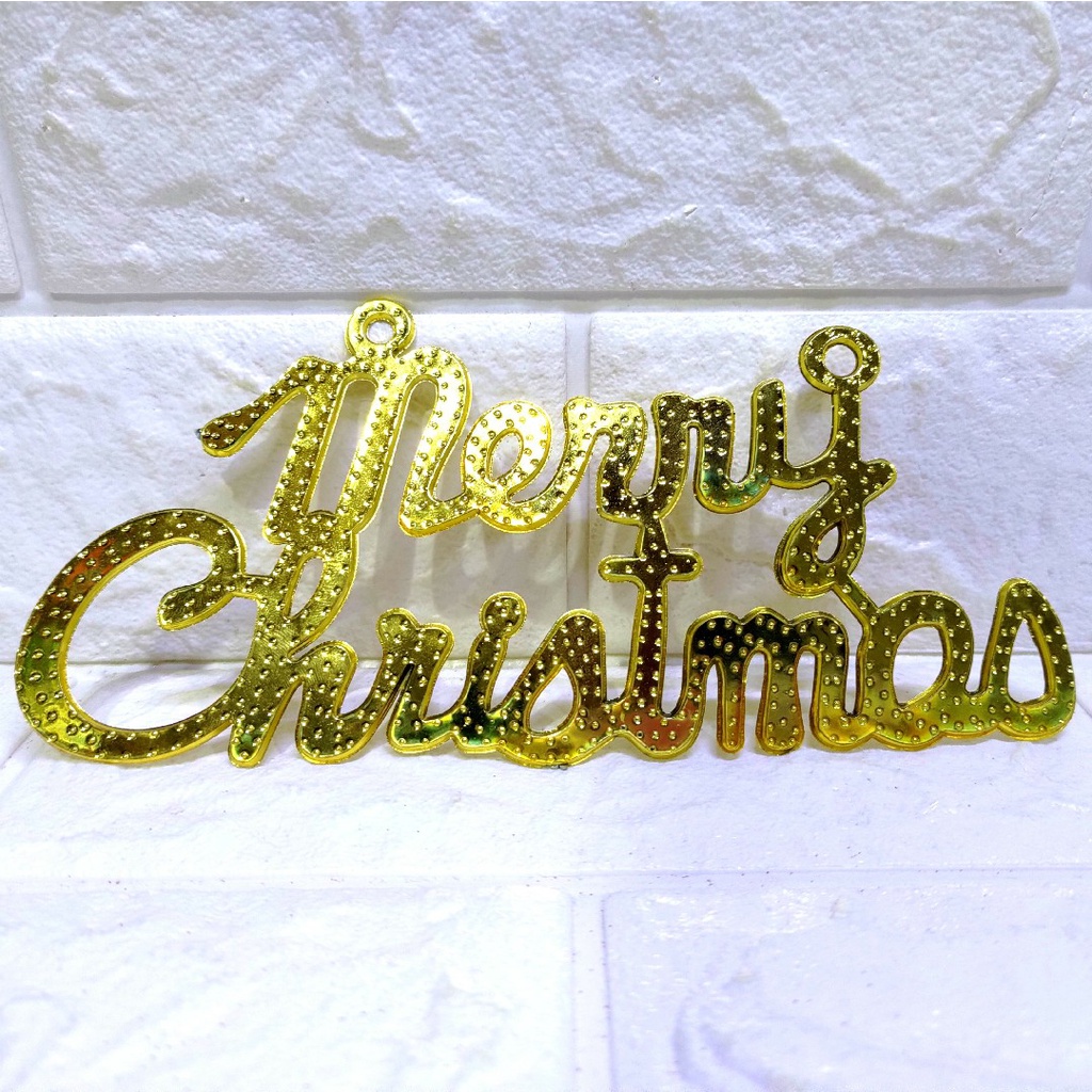 Tulisan Natal 19,5cm Ornamen Gold Topper Merry Christmas Hiasan