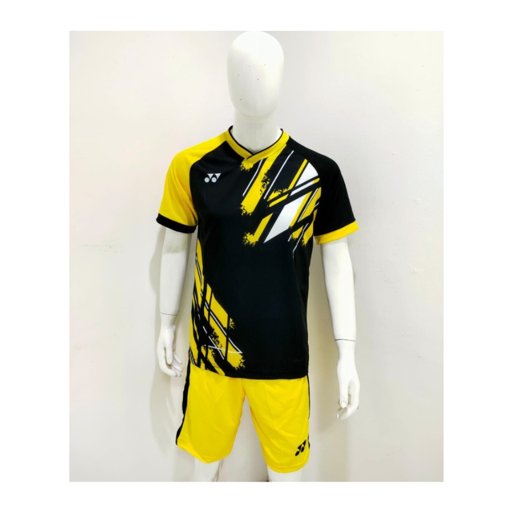 Kaos bulutangkis pria Y274 setelan baju celana badminton jersey wanita dewasa t-shirt outfit seragam jarsey kostum olahraga pakaian apparel sport jersy bulu tangkis casual jersi sudirman thomas uber cup print custom suit hitam polos