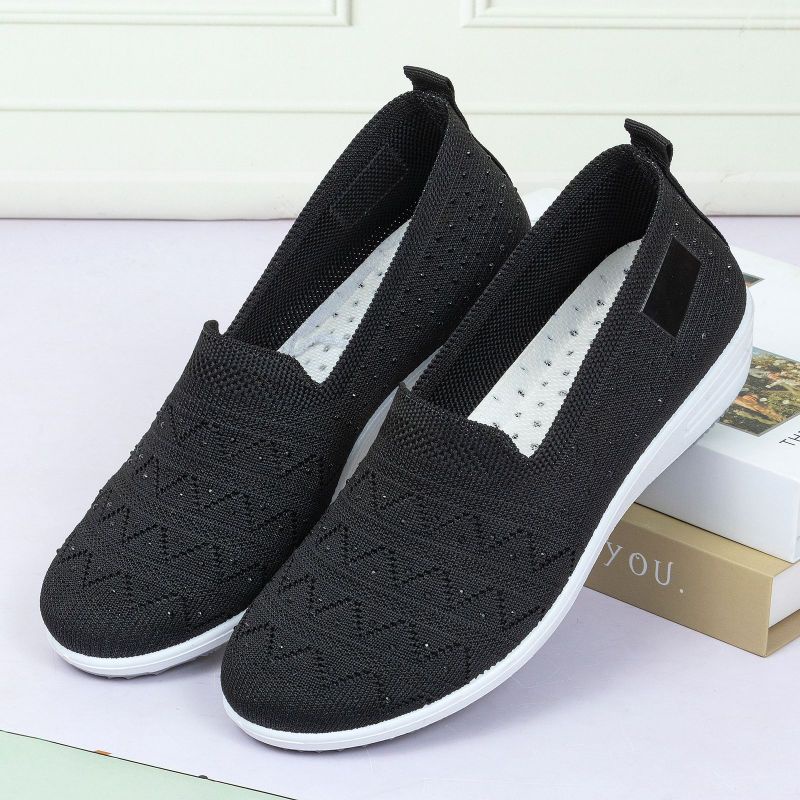 Sepatu Highsole Slip On Wanita Q3641 Flyknit Shoes Import Premium Quality