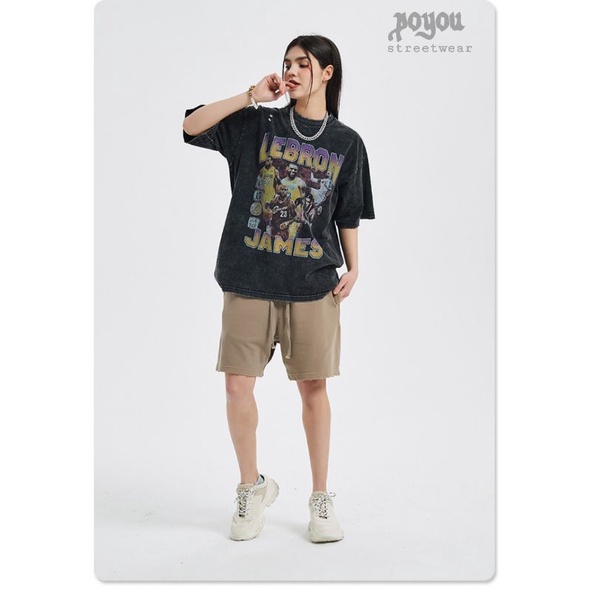 kaos oversize unisex &quot;james&quot; gaya Korea retro streetwear baju tshirt pria dan wanita