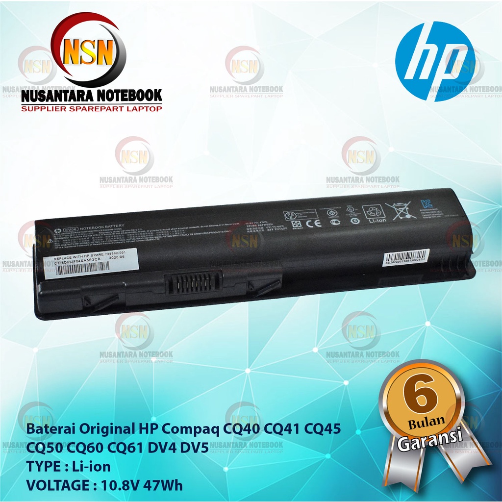 Baterai HP Compaq Original CQ40 CQ41 CQ45 CQ50 CQ60 CQ61 DV4 DV5 10.8V 47Wh