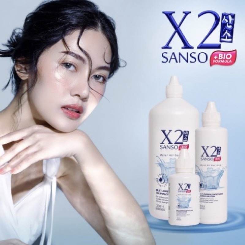 X2 SANSO + Bio Formula Cairan Softlen / Air Pembersih Softlens +Bio / 60ml - 120ml - 360ml