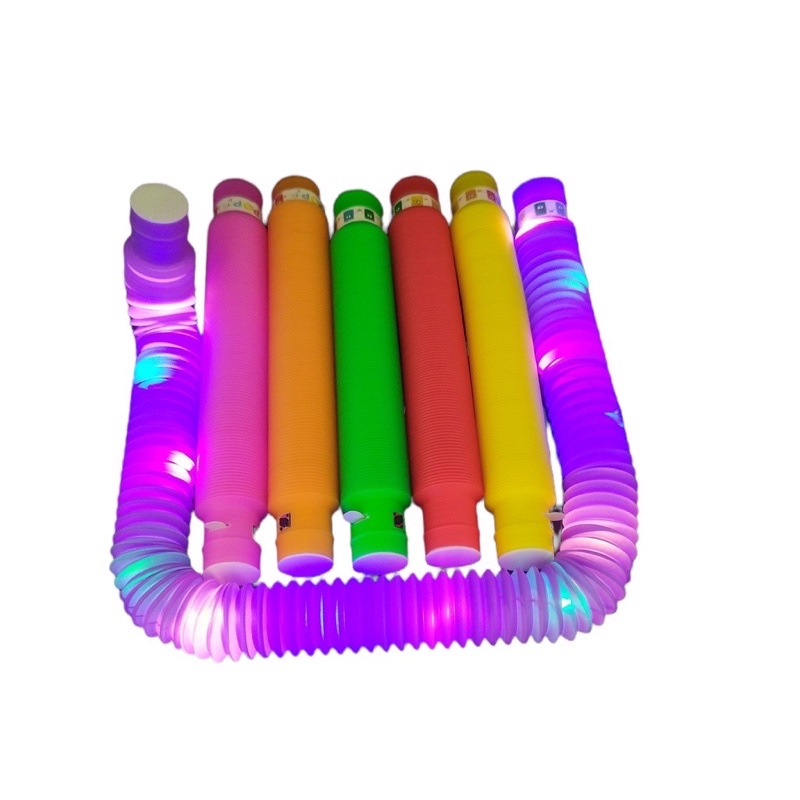 POP Pipes/ Pop Light Mainan Anak Viral Light Up Pop Tubes Pop Pipes Mainan Lampu Stick Pipa Selang Fidget Toy LED P50 1PCS