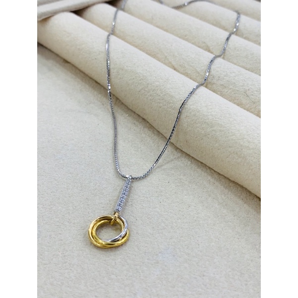 kalung italy fashion model 3 ring emas putih 750%