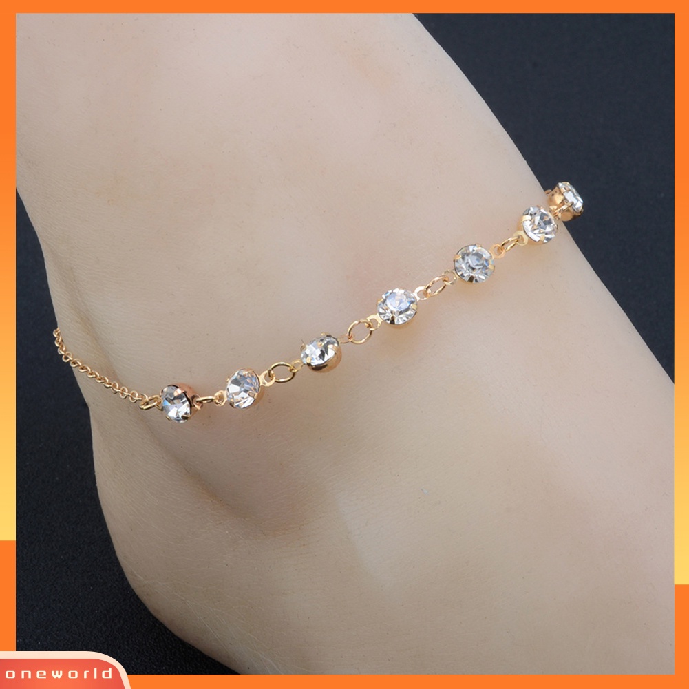 [WONE] Fashion Wanita Berlian Imitasi Bertatahkan Gelang Kaki Sandal Pantai Ankle Chain Foot Jewelry