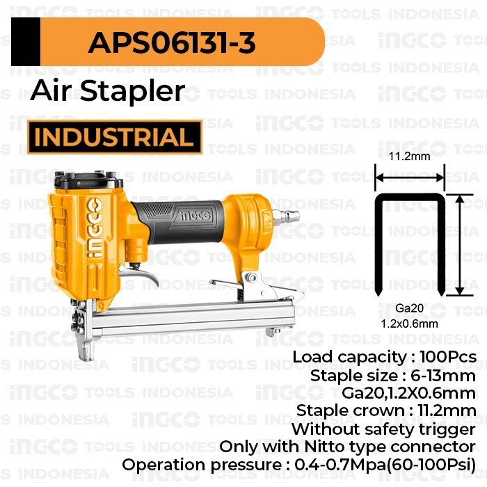

Air Stapler 6-13mm Nailer Gun INGCO APS06131-3 Staples Paku Tembak