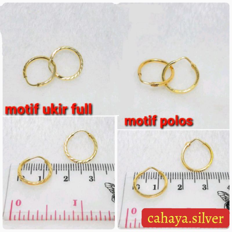 ANTING BULAT PERAK 925 LAPIS MAS 24K