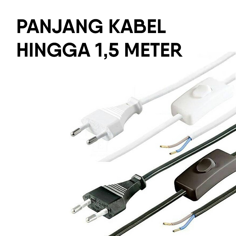 KABEL SAKLAR ON-OFF / KABEL AC 220V / KABEL BUNTUNG / KABEL LISTRIK Kabel Sambungan + Colokan Listrik