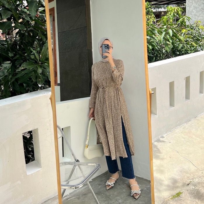 BEFAST - ZFS FASHION DRESS MELANI / DELILA SHAKILA SLIT DRESS / LongDress Kekinian Wanita Remaja / Pakaian Casual Wanita / Outfit Hangout Wanita / Dress Lengan Panjang / Trendy / Dress Maxy Motif Flower / Fashion Wanita Muslimah