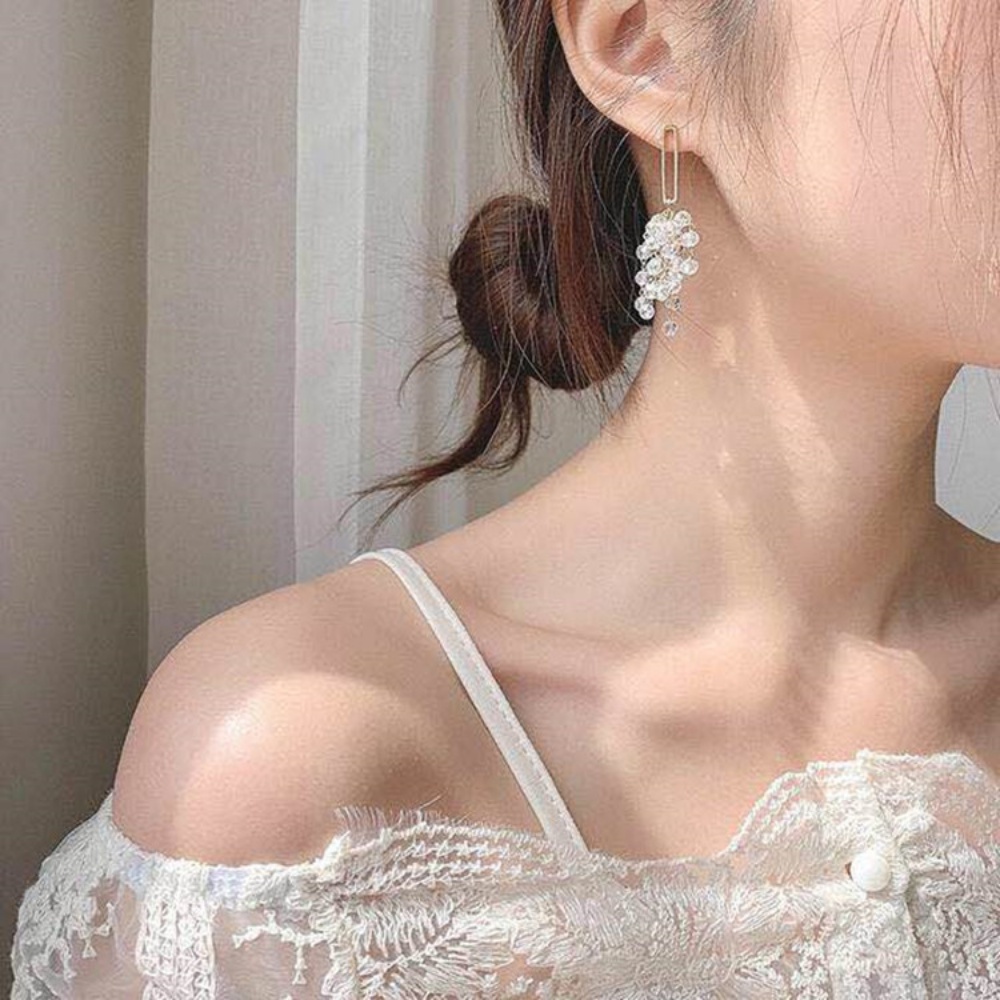 Anting Mutiara Tetesan Air Kreatif Anting Mutiara Gaya Korea Temperamen Anting Kristal