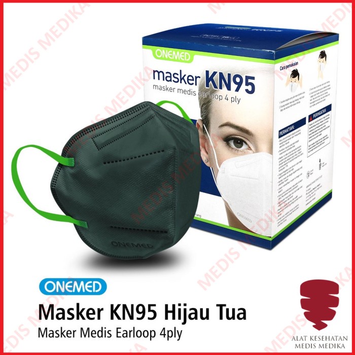 Masker N95 Isi 20 Onemed 4ply Earloop Face Mask Disposable Bedah Karet Telinga Debu Motor Medis