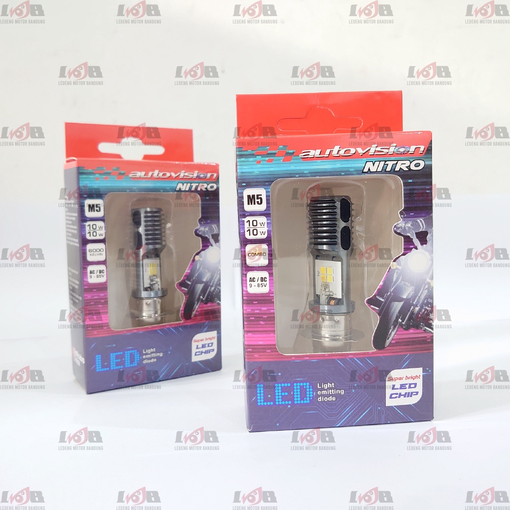Autovision Headlamp LED H6 M5 10W AC DC Nitro Combo Lampu Sorot Depan