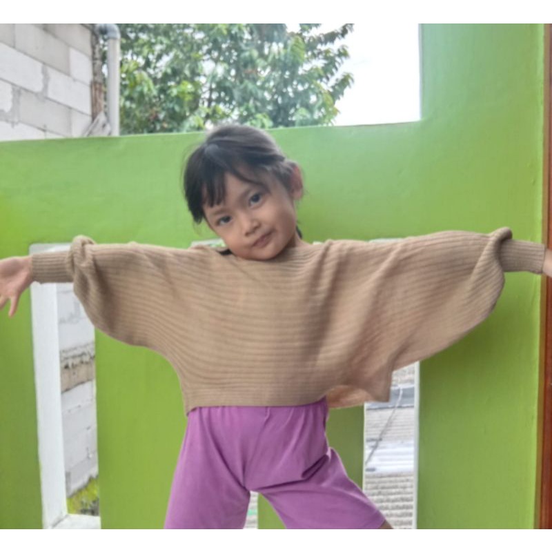 Baju Rajut Sweater Kalong Anak - Batwing Rajut Anak - Sweater Rajut Anak - Cardigan Rajut Model Terbaru