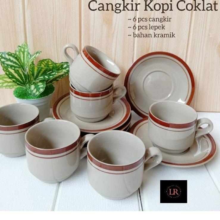 Update Favorit Cangkir Keramik coklat merk  lucky / Cangkir Coklat / Cangkir Lish coklat / Cangkir K