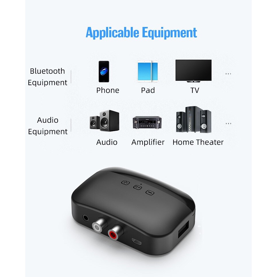 Audio Bluetooth 5.0 Receiver Adaptor NFC RCA AUX - BLS-B20 - Black