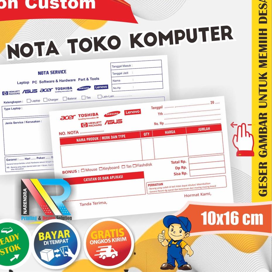 

(L-5&Q㊛) Nota Toko Komputer untuk Servis Komputer dan Penjualan Grosir dan Eceran 2 ply Rangkap banyak diminati