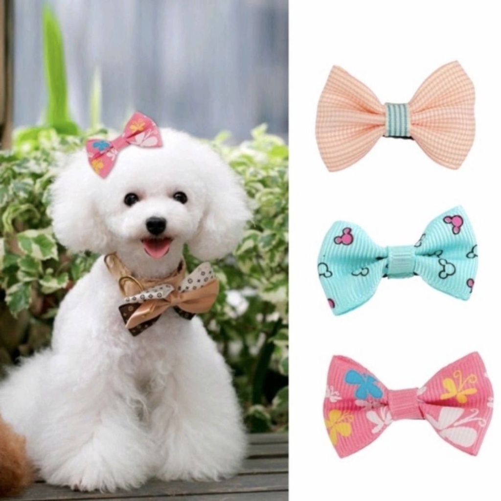 Ribbon Hairclip Jepitan Rambut Bulu Anjing Kucing Kelinci Pita Jepit FEZONE