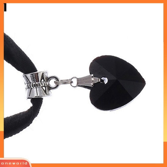 [WONE] Wanita Retro Gothic Beludru Berlian Imitasi Jantung Liontin Choker Kerah Kalung